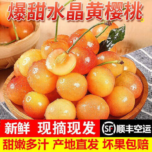 烟台【顺丰包邮】黄水晶黄蜜水晶樱桃佳红大樱桃3斤/5斤一件代发