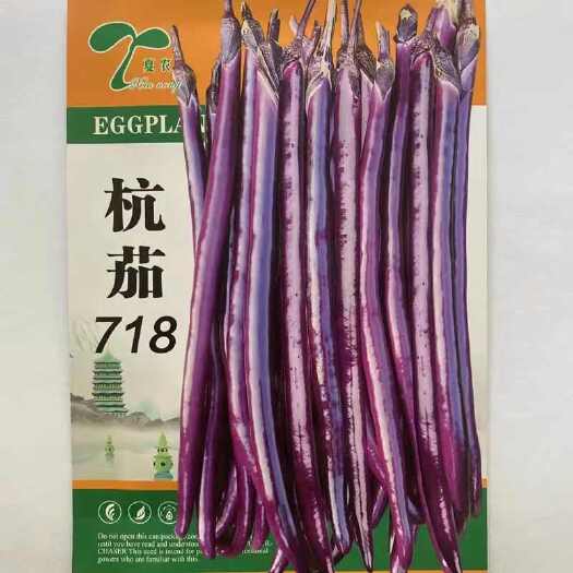 杭州杭茄718紫红长线茄种子 早熟 节间短 颧片紫红 果尾钝尖