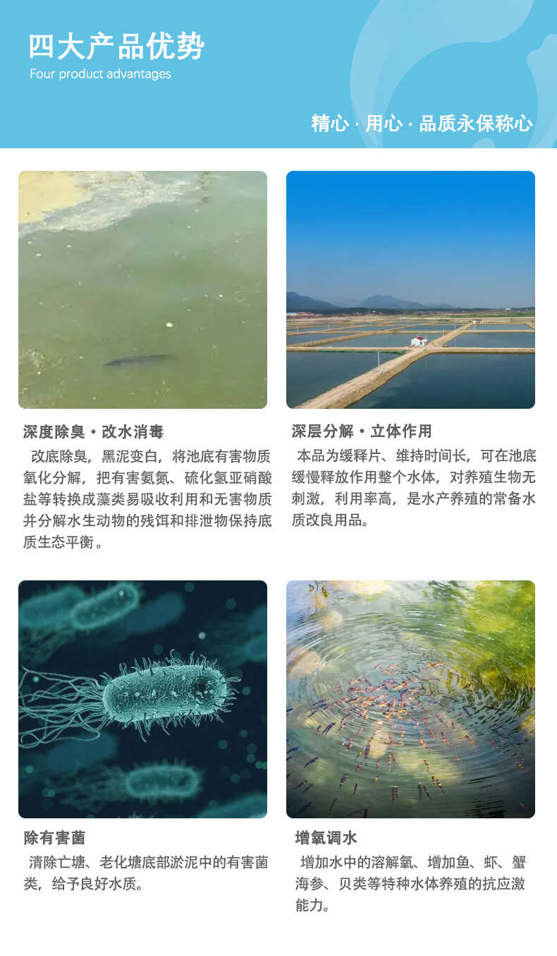 过硫酸氢钾水产复合盐改底净水王养殖鱼塘鱼塘底改王增氧片调水