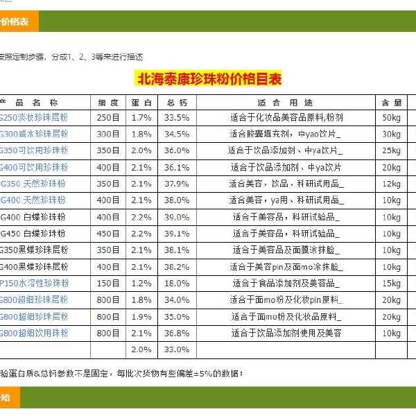 北海珍珠粉原料粉 珍珠面膜粉 珍珠层粉50kg/袋 珍珠质粉