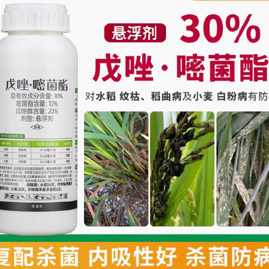 长沙30%戊唑醇嘧菌酯小麦白粉病水稻纹枯病稻曲病锈病杀菌剂