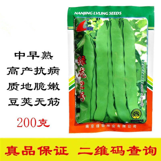 菏泽绿龙2号架豆种子 耐热抗病 嫩荚扁条鲜绿色 无筋脆嫩