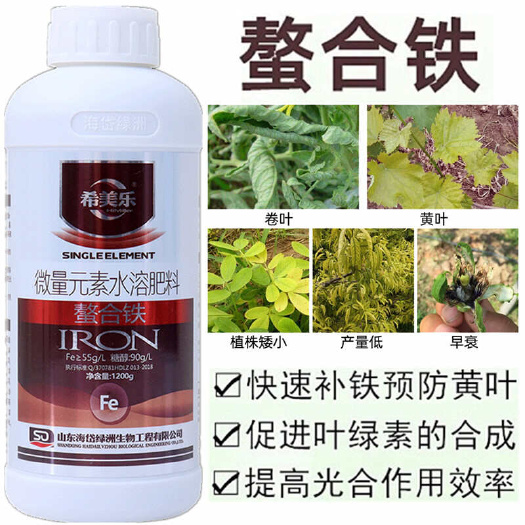 螯合铁促进叶绿素合成铁肥液体叶面肥冲施肥农用补铁预防黄叶黄化