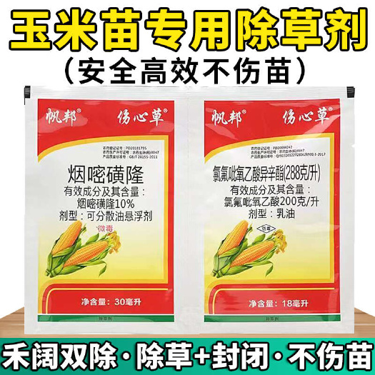 天门市伤心草玉米除草剂烟嘧磺隆氯氟吡氧乙酸玉米田禾阔双除安全除草剂