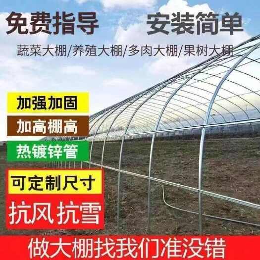 沭阳县热镀锌温室大棚骨架钢管定制全套养殖种植家用水果蔬菜椭圆连栋棚