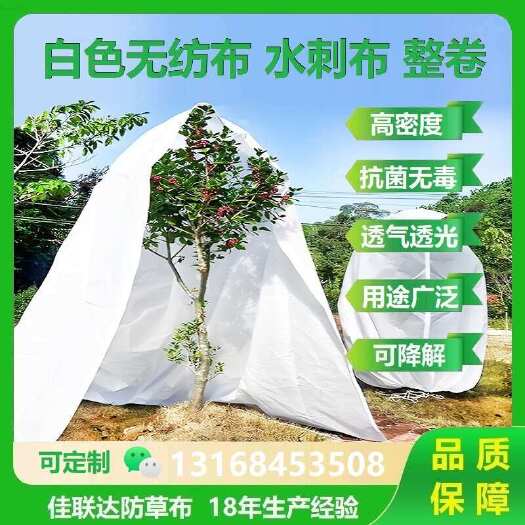 东莞市育苗透气防晒布 果树防寒布 白色水刺无纺布工业布料批发