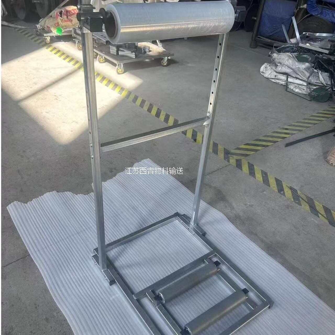 滚筒打包机缠绕膜打包支架不锈钢滚筒轴承转动轮胎打包机手动覆膜