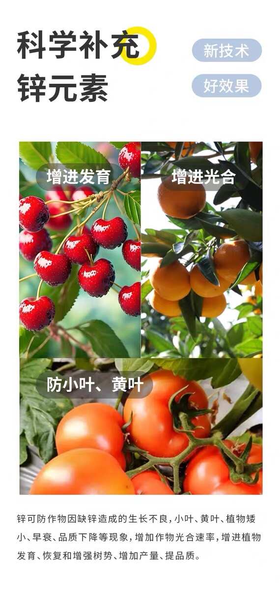 糖醇海藻锌单一微量元素水溶肥增进发育预防小叶黄叶病抗病毒锌肥