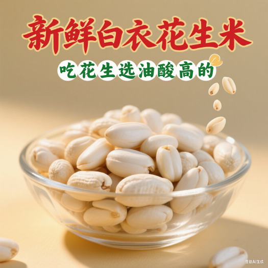 新货白衣高花生米农家自种白皮花生米可吃可种白衣花生米皮薄饱满