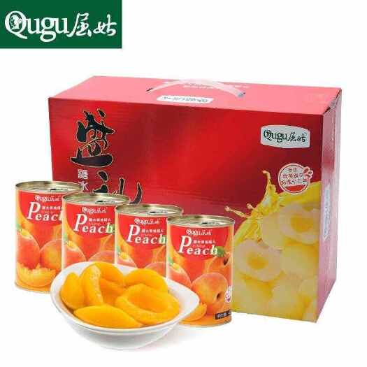 屈姑易拉罐黄桃罐头礼盒（425g一罐一箱12罐）