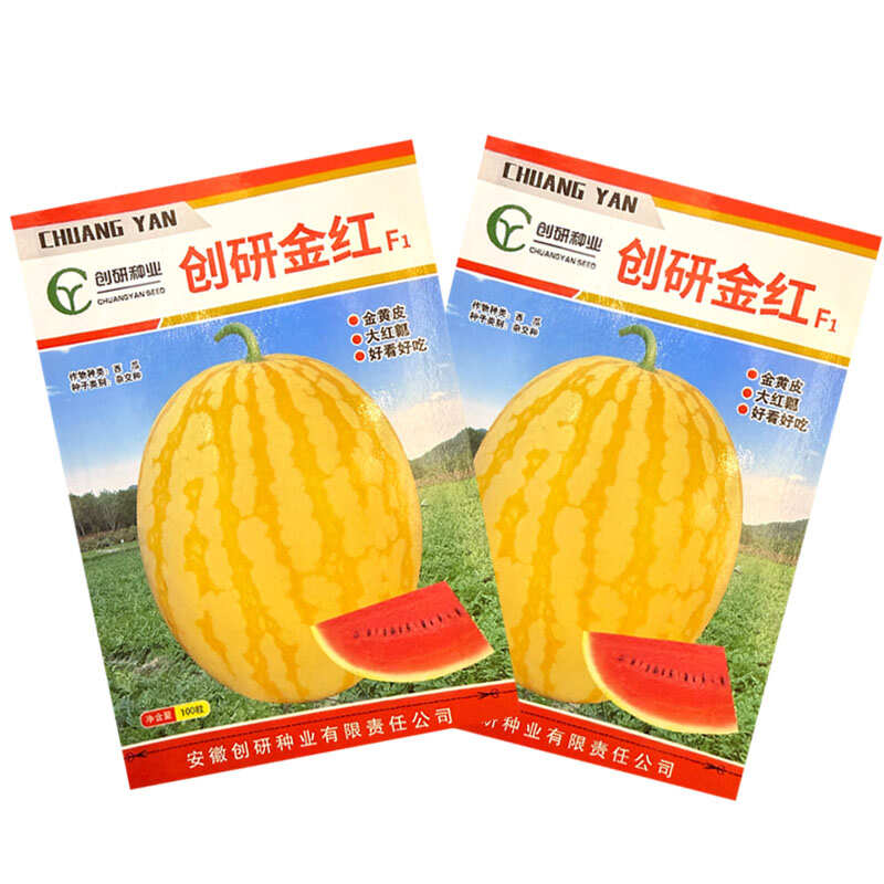 创研金红黄皮红肉西瓜种子杂交早熟红瓤西瓜种籽基地种植