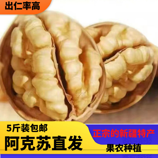 阿克苏市新疆阿克苏185纸皮核桃5斤袋装原味薄皮核桃原产地孕妇零食