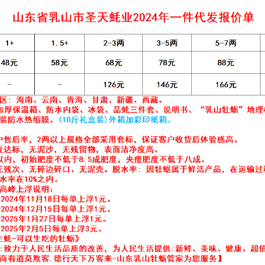 乳山市生蚝肥度好，实肉，精品
乳山直发鲜活到家批发零售