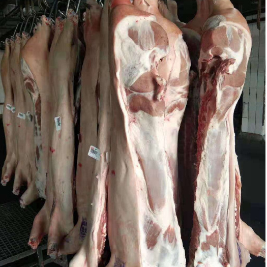 屠宰场每天猪肉白条卖出