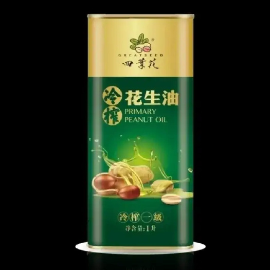 四叶花冷榨一级花生油铁罐装食用油营养好油烟低