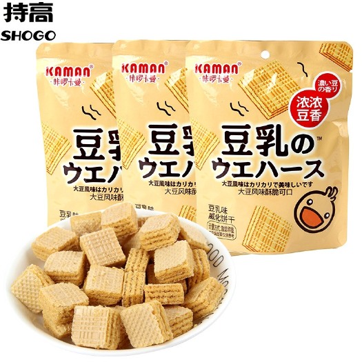 广州 KM咔啰卡曼豆乳威化饼干 夹心威化网红零食 办公室休闲零食品