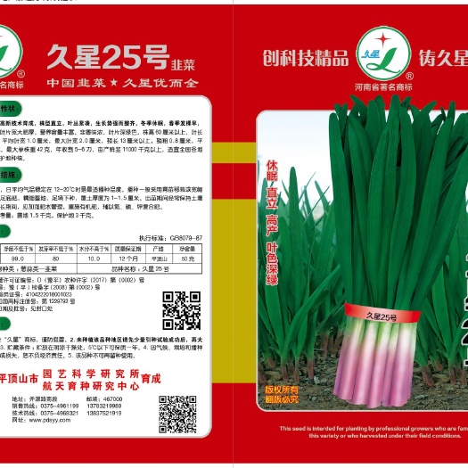 平顶山久星25号韭菜种子，根红，直立，抗病
