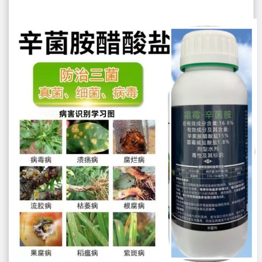 潍坊辛菌胺醋酸盐霜霉威盐酸穿孔流胶病腐烂病杀菌剂果树蔬菜清园农药