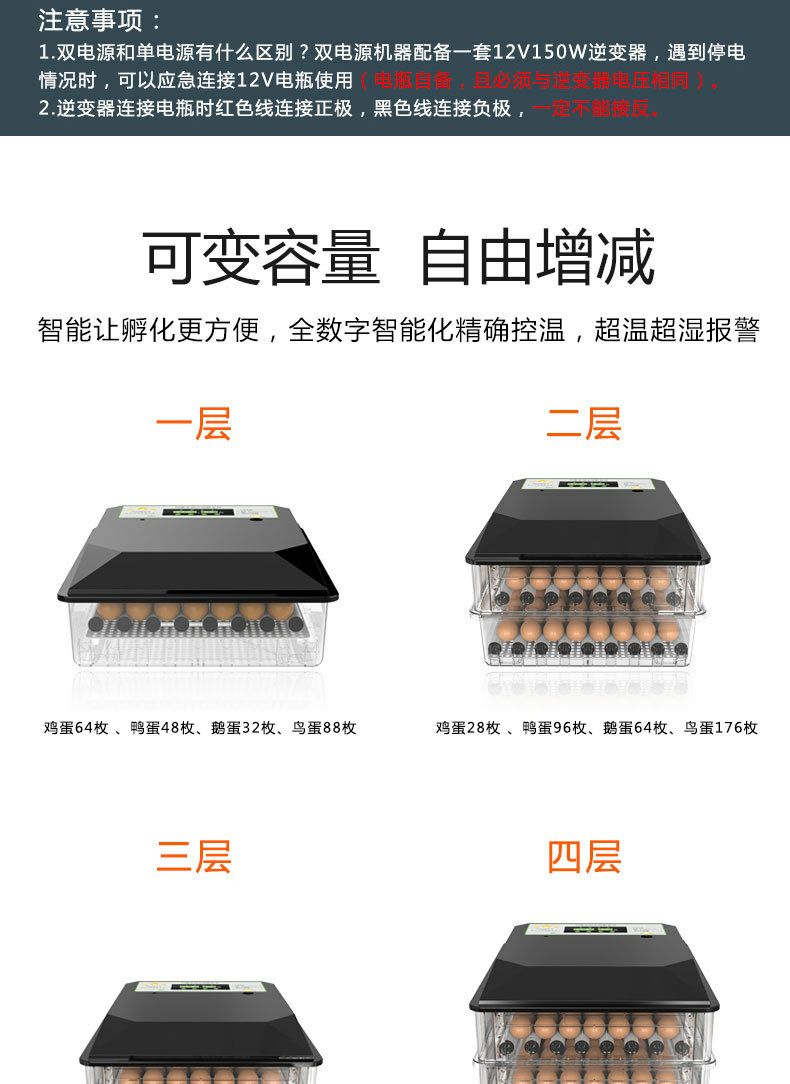 养殖孵化机 包邮128枚双电智能孵化机