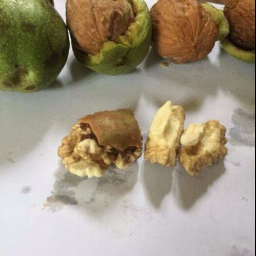 东平县 青皮核桃，去皮核桃。