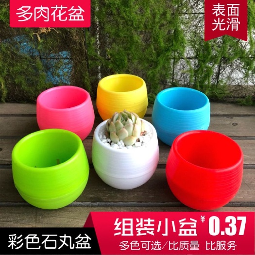 无锡塑料盆 厂家批发供应多肉植物小花盆 塑料多色自由搭配石丸花盆一个起批