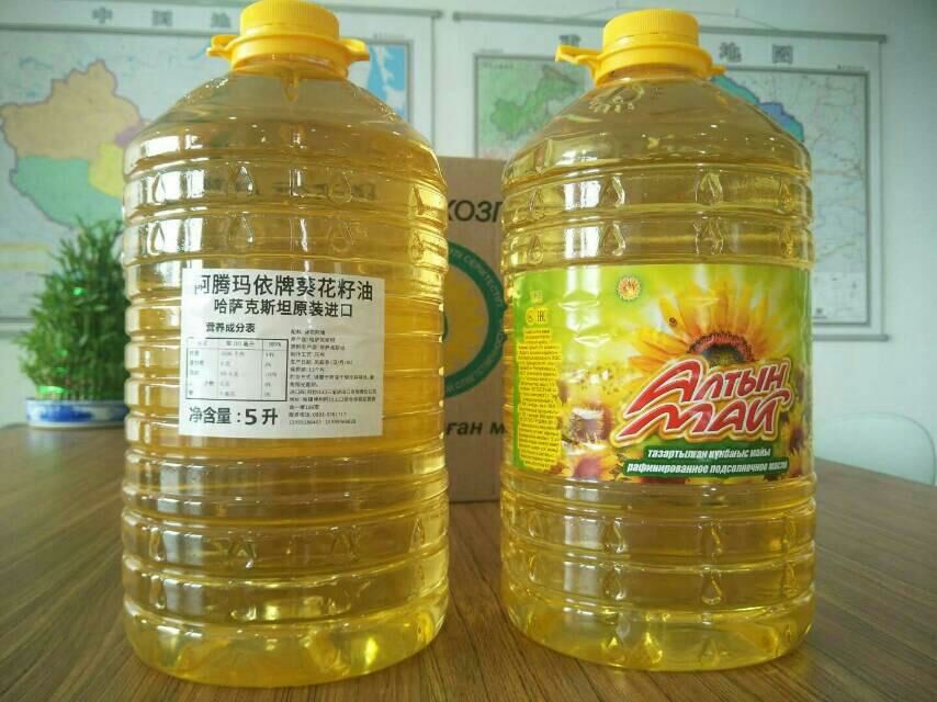  哈萨克斯坦原装葵花籽油  物理压榨食用油 5L*3/箱