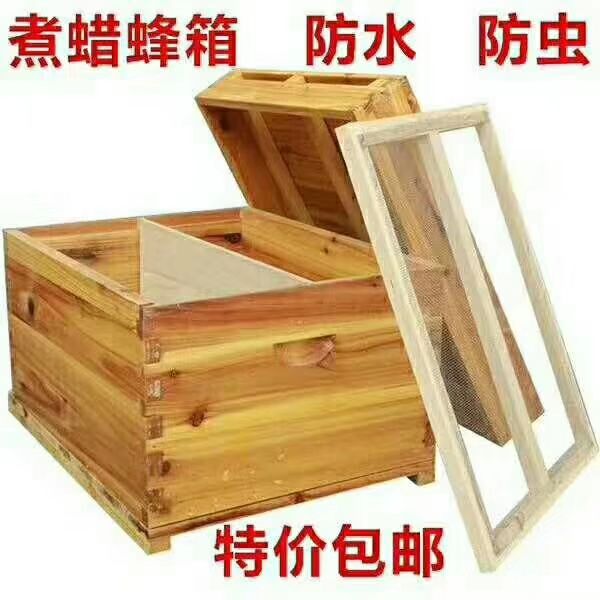 蜂箱中蜂意蜂养蜂工具杉木煮蜡蜂箱标准十框活底活框