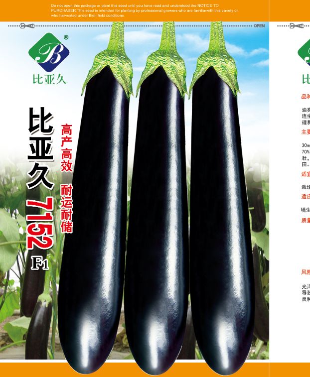 绿萼黑长茄子比亚久7152F1茄子种子~绿萼片黑长茄耐寒