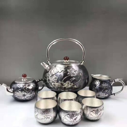 遵化市庆红999 纯银999茶具，传统工艺