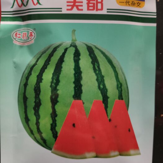 夏邑县美都西瓜种子 微萌红酥手正品美都西瓜400粒