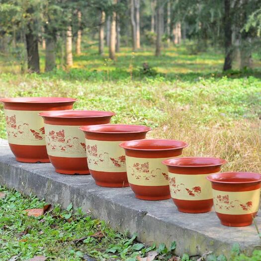 沭阳县仿陶瓷塑料花盆树脂花盆加厚坚固抗摔室内阳台桌面盆栽绿植山水