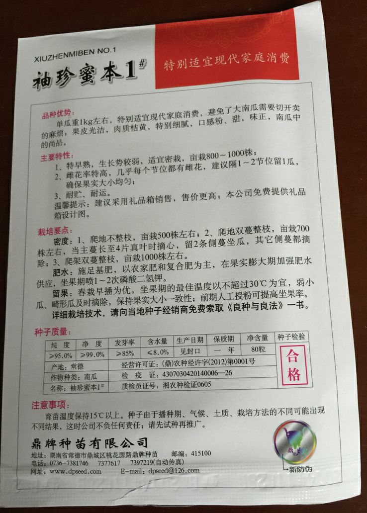 奶油南瓜种子 袖珍蜜本 奶油南瓜