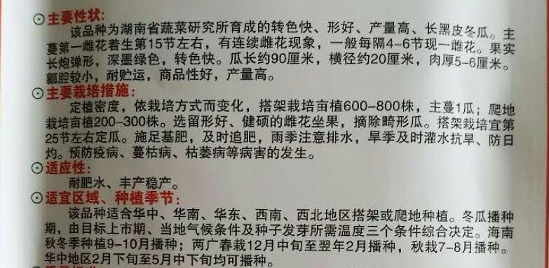 墨地龍冬瓜種子 長90厘米左右，肉厚腔小，墨綠皮。