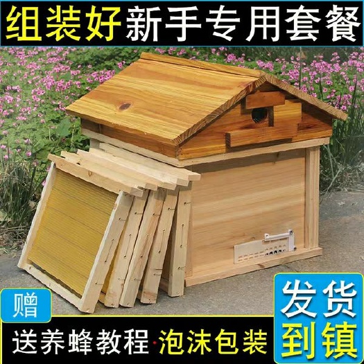 中牟县杉木蜂箱 蜂箱全套中蜂新手养蜂专用八千带框巢础小型煮蜡杉木诱蜂平箱