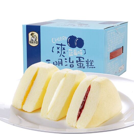 惠来县 休闲农场三明治小蛋糕早餐面包夹心水果味蒸蛋糕网红零食甜点糕