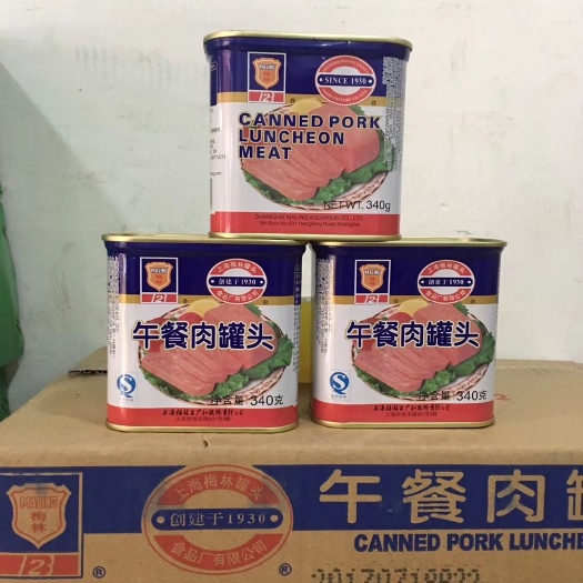 午餐肉罐头 酒店，火锅火爆食材，梅林午餐肉，一件24罐