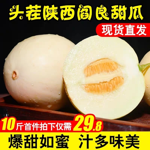 冰糖子甜瓜  陜西閻良甜瓜白皮甜瓜蜜瓜脆甜香瓜現(xiàn)摘現(xiàn)發(fā)孕婦10斤新鮮水果