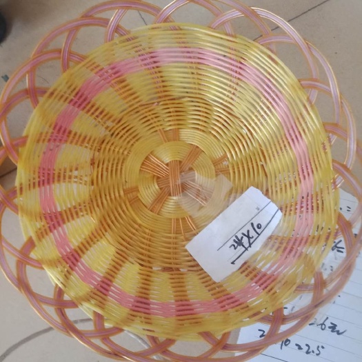 新泰市果盘/果篮 圆形果盘四线粉色透明底盘圆形