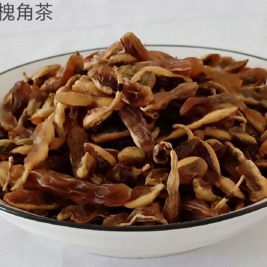银川槐米花茶  手工采摘槐角茶蒸炒茶水洗自然晾干槐连豆量大批发部