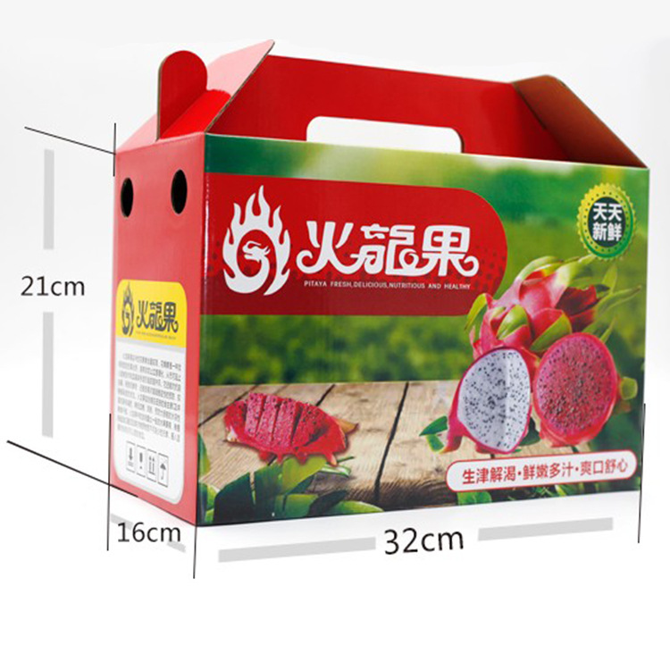 礼盒 火龙果包装盒高档水果礼品盒子5/10斤装彩色手提瓦楞纸箱批发