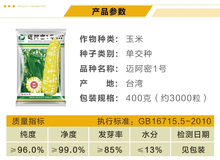  水果甜玉米种子种孑种粒迈阿密1号黄白双色农家大田高产玉米种子