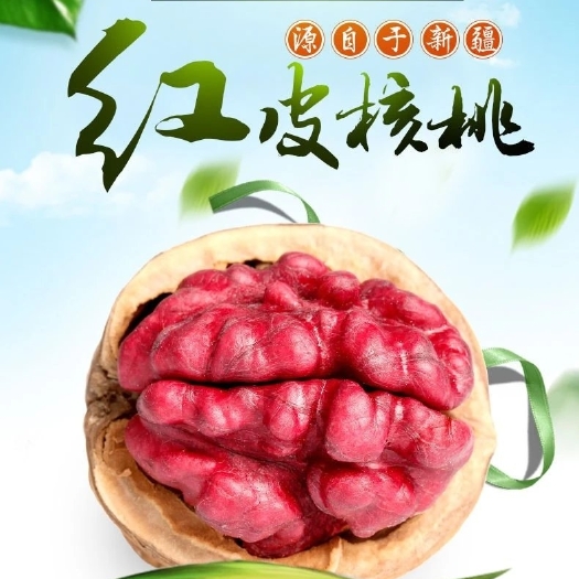 彬州市红皮核桃  红衣核桃红皮薄壳红米核桃坚果零食 包郵