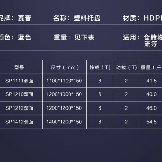 重庆市塑料托盘 双面托盘规格齐全，有需要的Q我