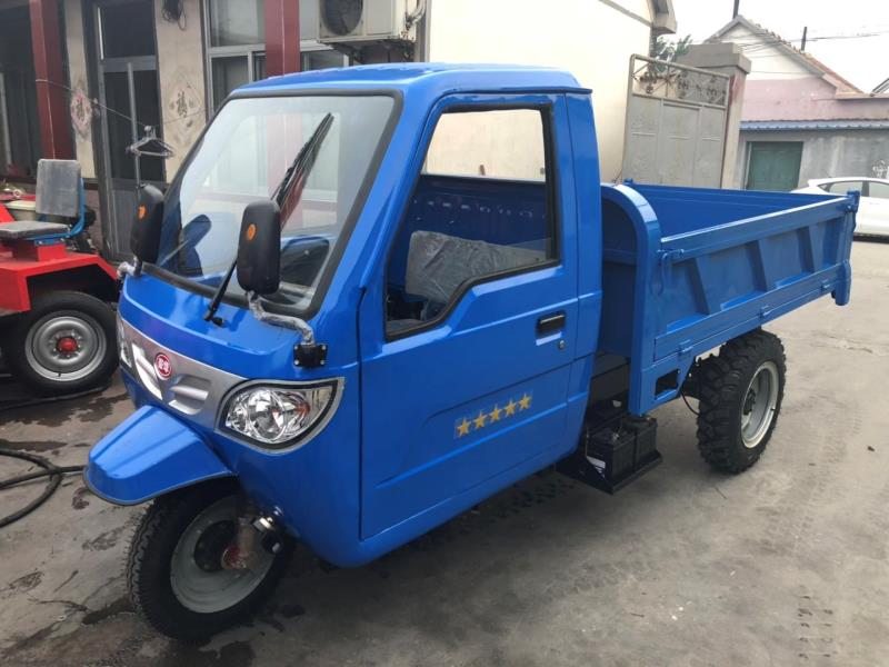  柴油动力加重车架三轮车 电启动液压自卸农用三轮车
