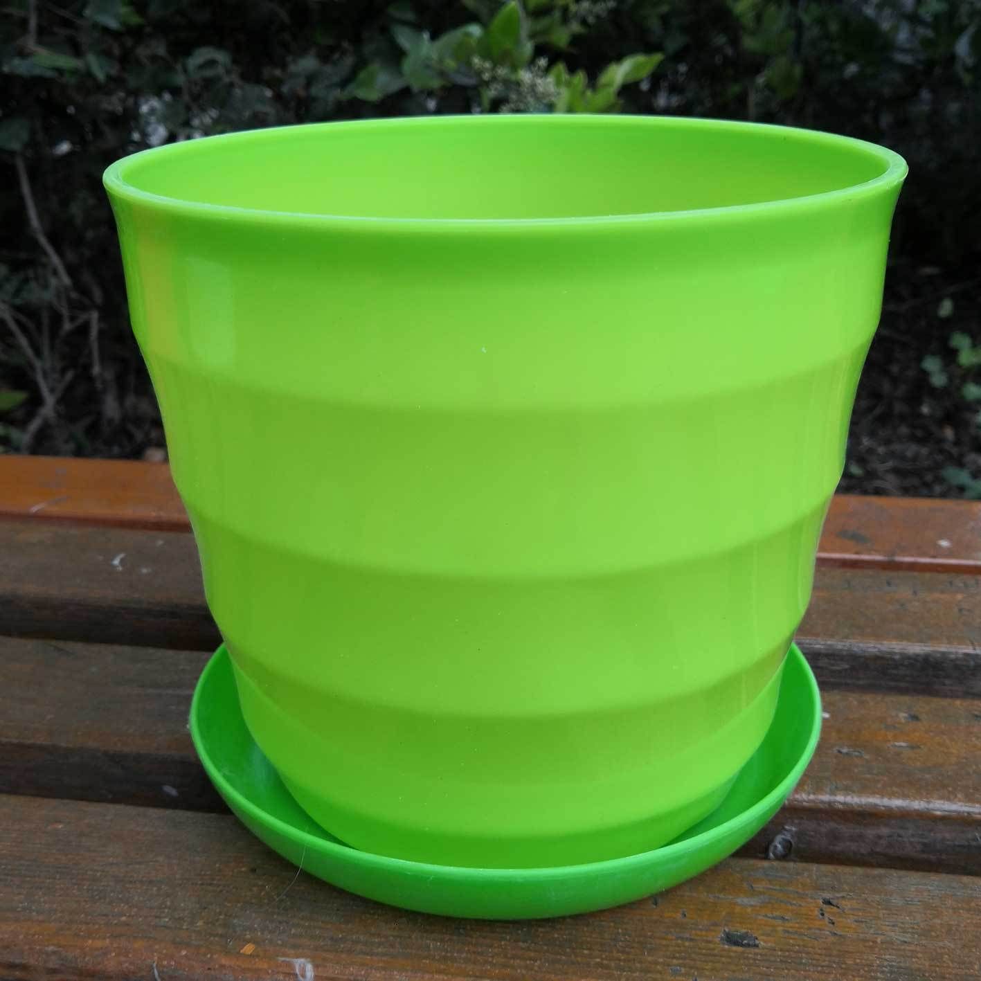  螺纹花盆 彩色高光仿瓷塑料横纹盆 树脂大花盆多肉花盆