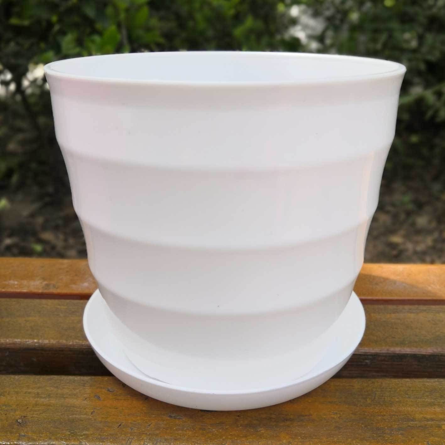  螺纹花盆 彩色高光仿瓷塑料横纹盆 树脂大花盆多肉花盆