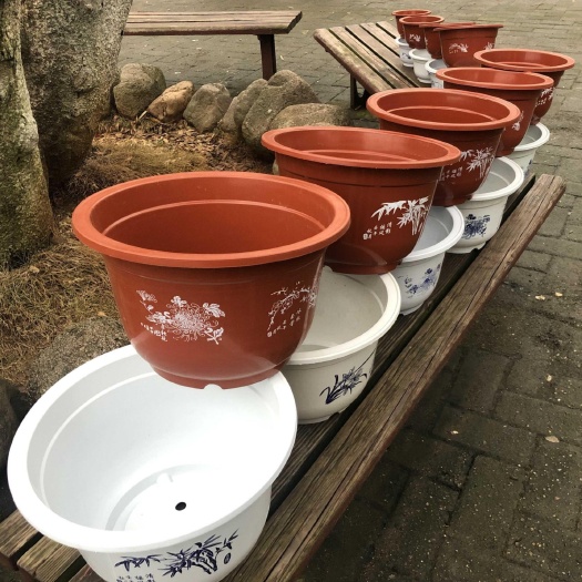 宿迁花盆红色白色加厚塑料花盆圆形种花种菜处理质量好