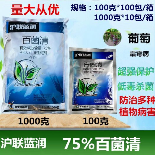  蓝色百菌清沪联蓝润75% 霜霉病锈病叶斑病月季花卉蔬菜果树