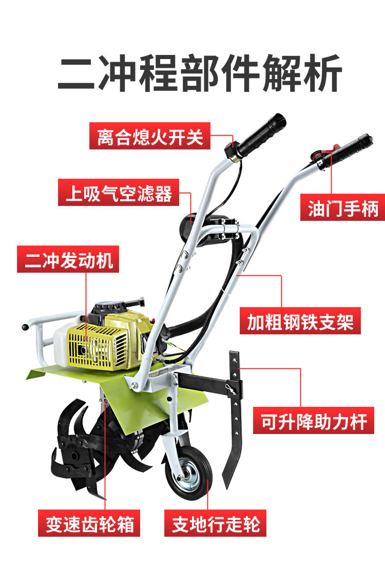 微耕机小型农用机械家用大功率耕地翻土锄草汽油开沟旋耕机