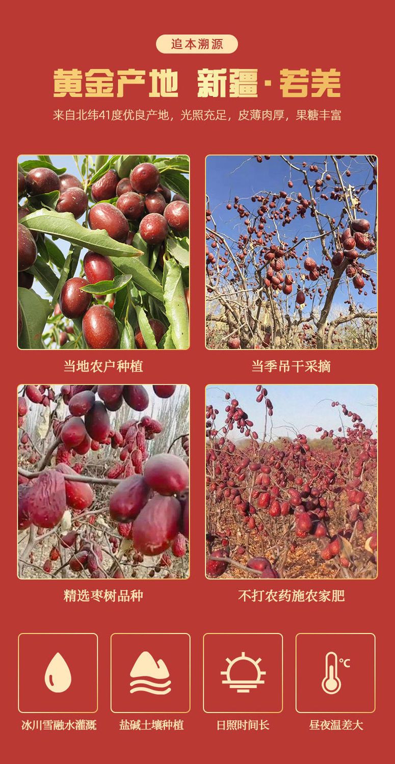 包邮红枣新疆若羌灰枣精选特级枣子 零食煲汤优质免洗红枣